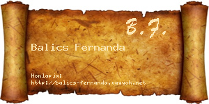 Balics Fernanda névjegykártya